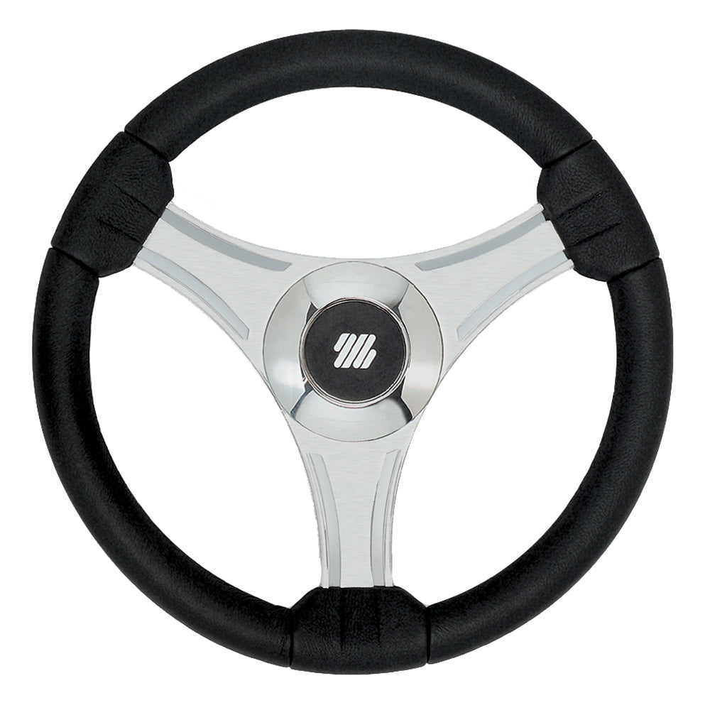 Uflex - Tavolara - 13.8" Black Polyurethane Steering Wheel w/Silver Spokes  X62 Hub [65277N] - Twin Screws Marine Service