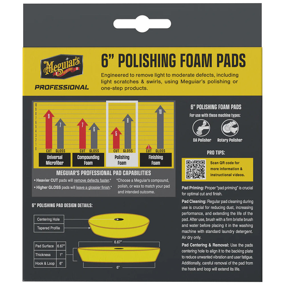 Meguiar's Professional 6" Polishing Foam Pads *2-Pack [M6PFP2]