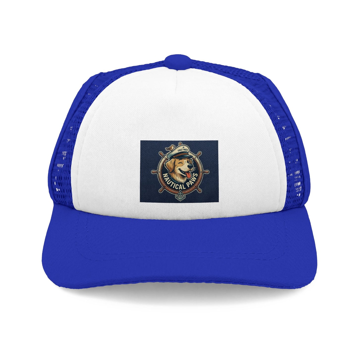 Nautical Dog Trucker Hat - Retro Sea Captain Pup Foam Mesh Cap