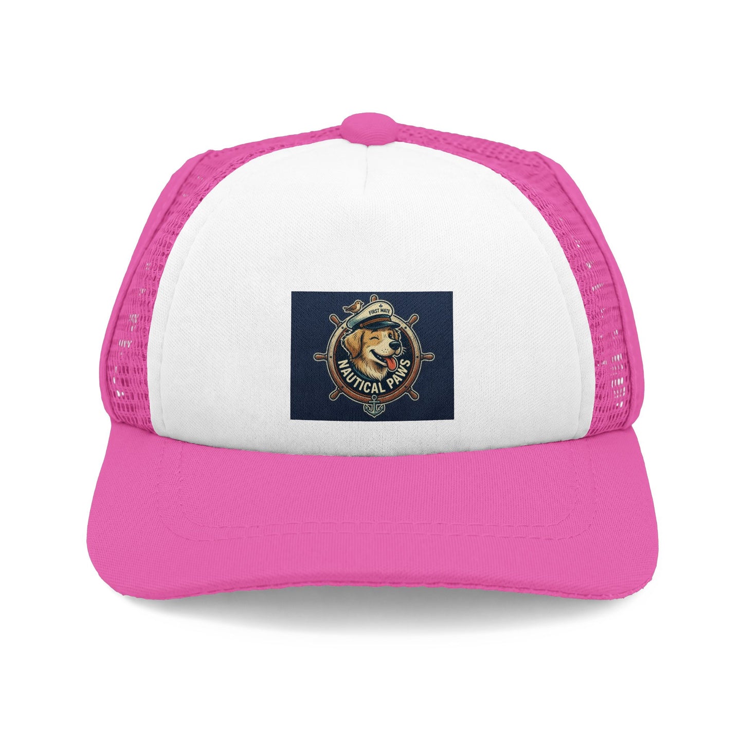 Nautical Dog Trucker Hat - Retro Sea Captain Pup Foam Mesh Cap