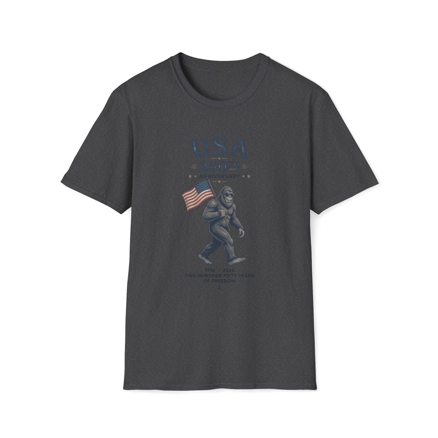 USA 250th Anniversary T-Shirt — Patriotic Bigfoot Flag Graphic Tee
