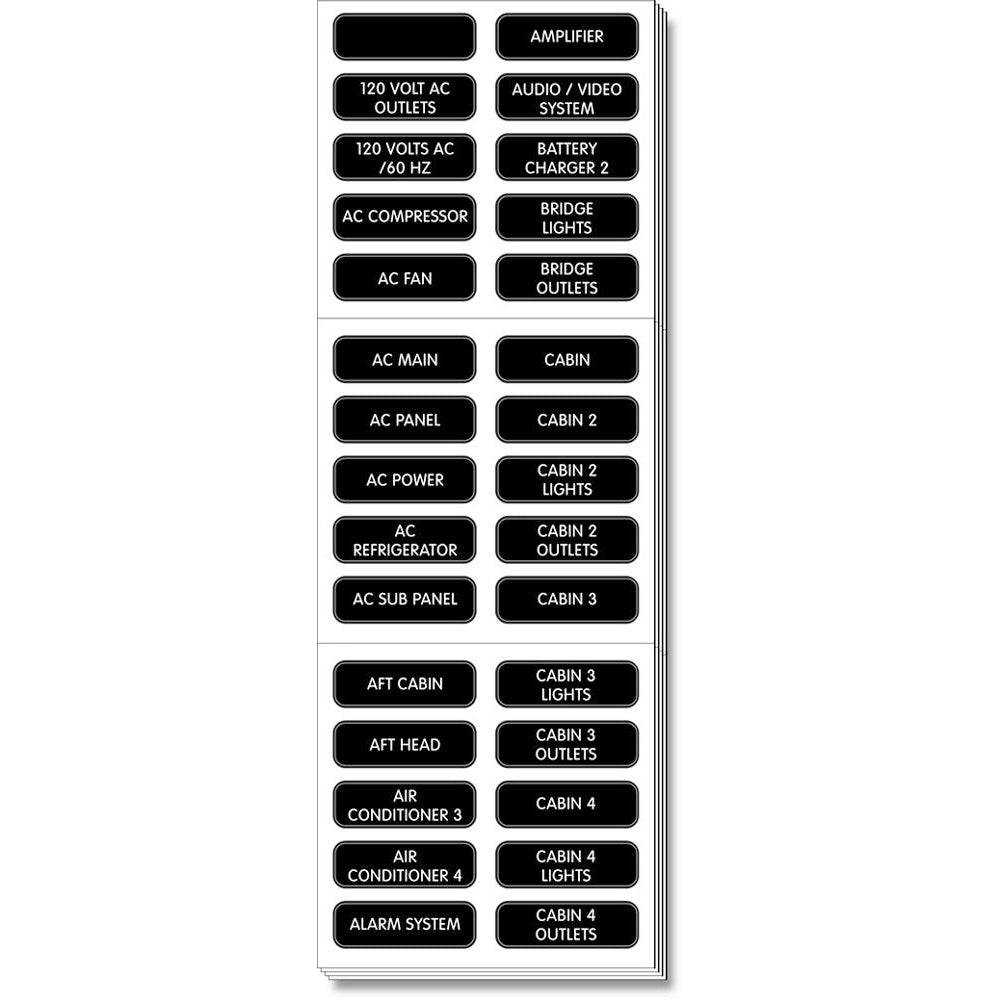Blue Sea 8067 AC Panel Extended 120 Label Set [8067] - Twin Screws Marine Service