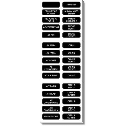 Blue Sea 8067 AC Panel Extended 120 Label Set [8067] - Twin Screws Marine Service