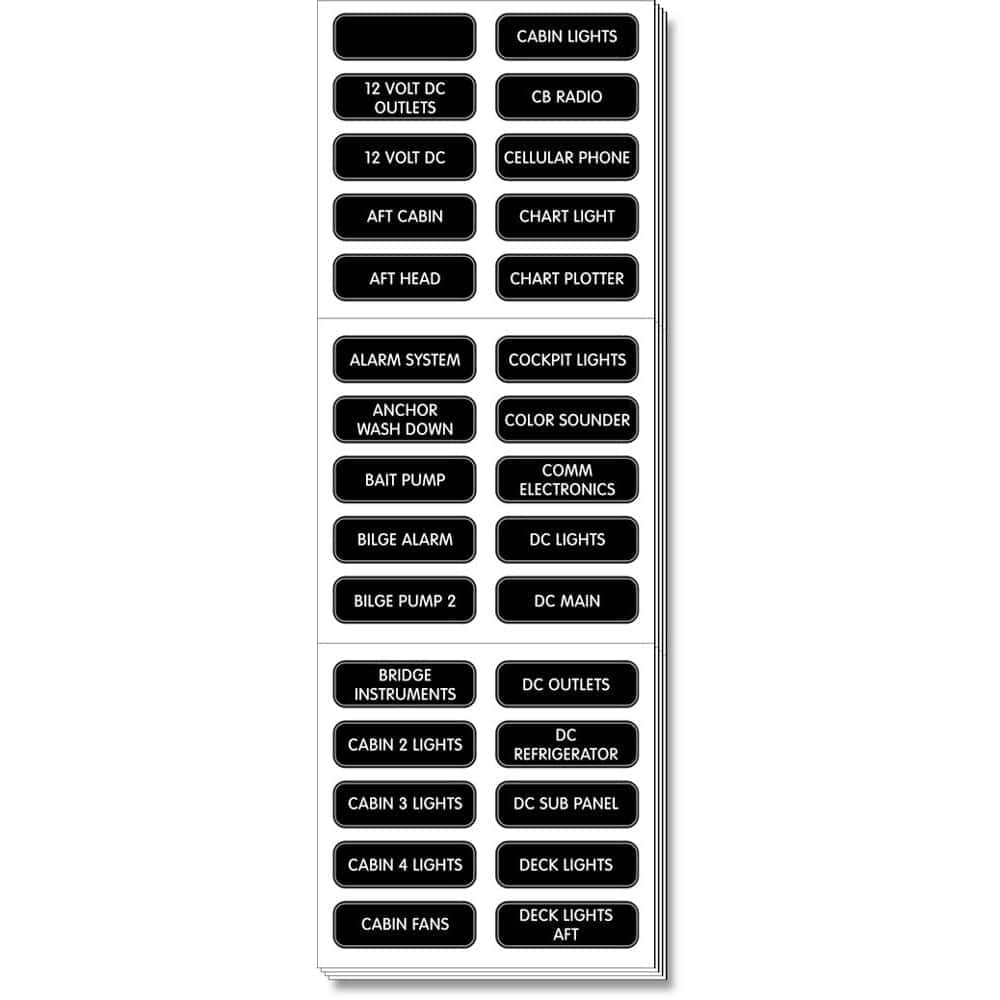 Blue Sea 8039 DC Panel Extended 120 Label Set [8039] - Twin Screws Marine Service