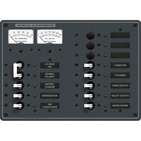 Blue Sea 8076 AC Main +11 Positions Toggle Circuit Breaker Panel - White Switches [8076] - Twin Screws Marine Service