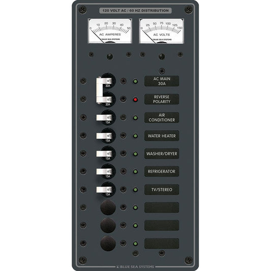 Blue Sea 8074 AC Main +8 Positions Toggle Circuit Breaker Panel - White Switches [8074] - Twin Screws Marine Service