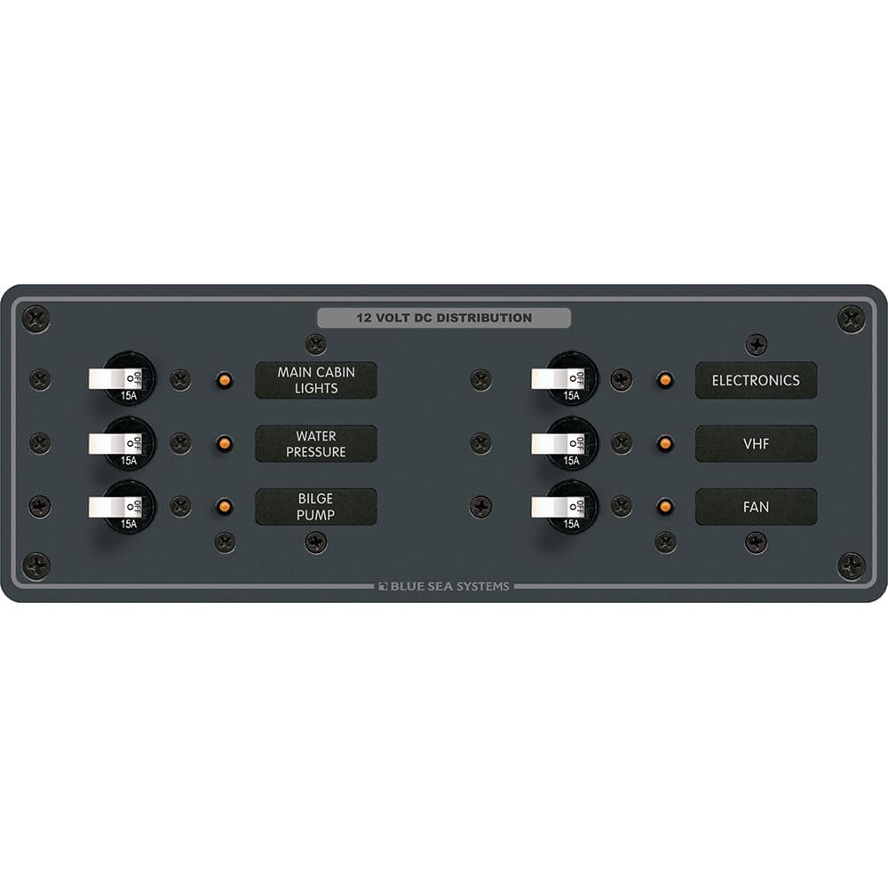 Blue Sea 8096 DC 6 Position Toggle Branch Circuit Breaker Panel - White Switches [8096] - Twin Screws Marine Service