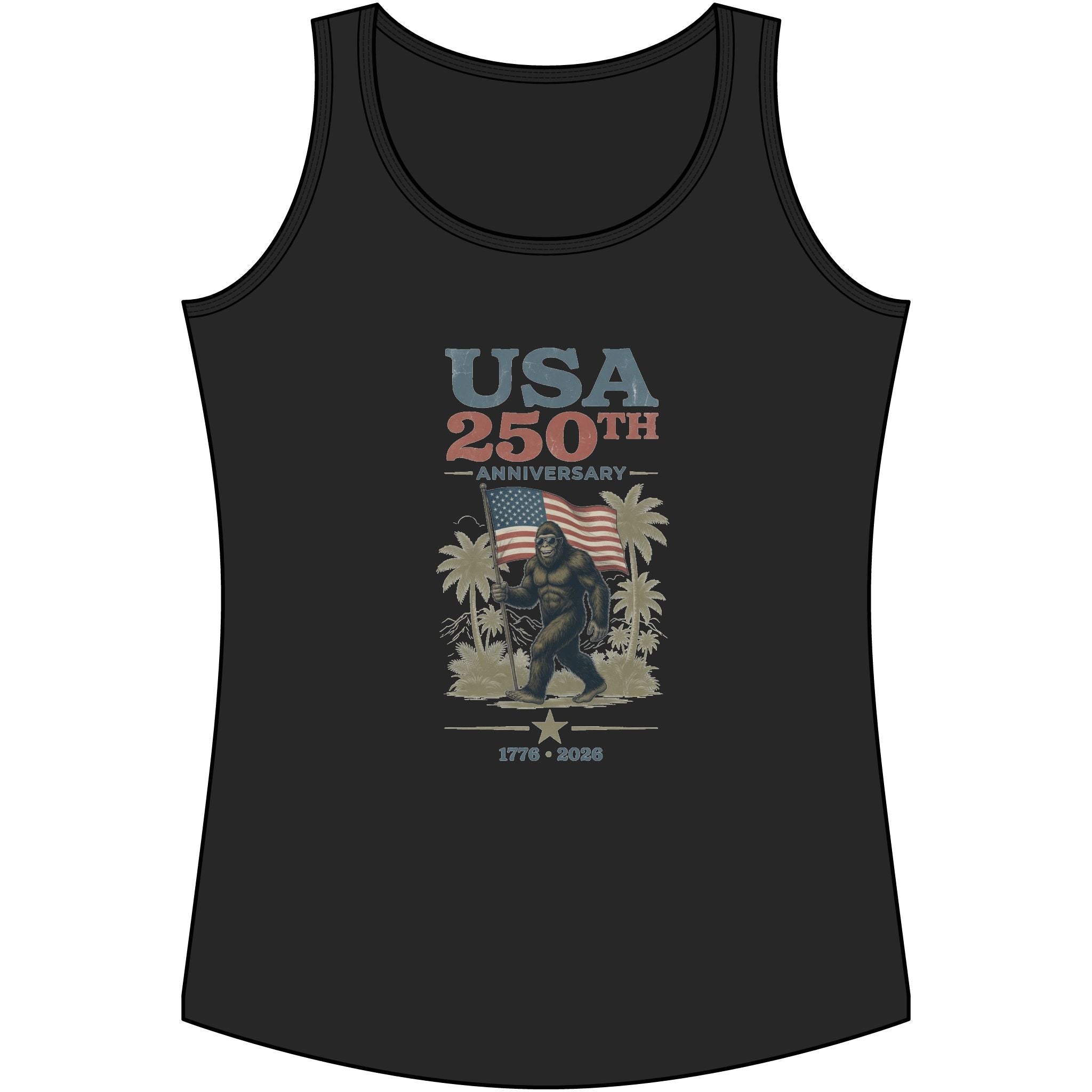 ifsixwasnineアメリカ国旗デザイン タンクトップ USA 250th Anniversary Women's Tank Top — Vintage Flag & Bigfoot