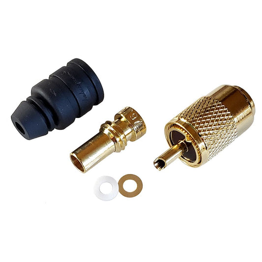 Shakespeare PL-259-58-G Gold Solder-Type Connector w/UG175 Adapter & DooDad Cable Strain Relief f/RG-58x [PL-259-58-G] - Twin Screws Marine Service