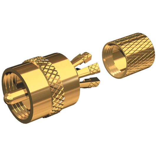 Shakespeare PL-259-CP-G - Solderless PL-259 Connector for RG-8X or RG-58/AU Coax - Gold Plated [PL-259-CP-G] - Twin Screws Marine Service