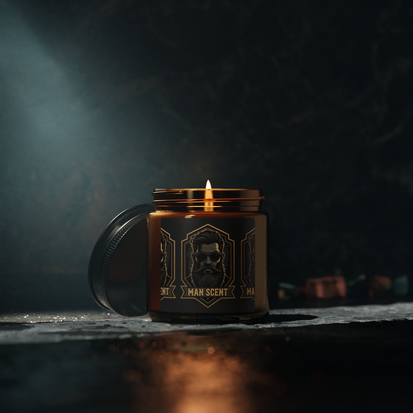 Man Scent Amber Soy Candle — Masculine Aromatherapy Gift (Multi-Size)