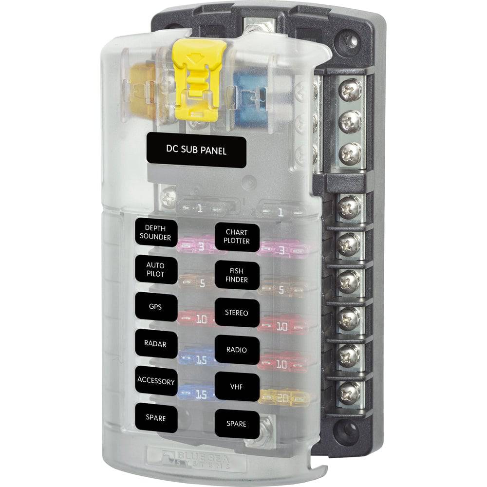 Blue Sea 5026 ST Blade Fuse Block w/Cover - 12 Circuit w/Negative Bus [5026] - Twin Screws Marine Service