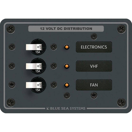 Blue Sea 8025 DC 3 Position Breaker Panel - White Switches [8025] - Twin Screws Marine Service