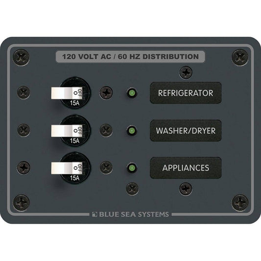 Blue Sea 8058 AC 3 Position Toggle Circuit Breaker Panel - White Switches [8058] - Twin Screws Marine Service