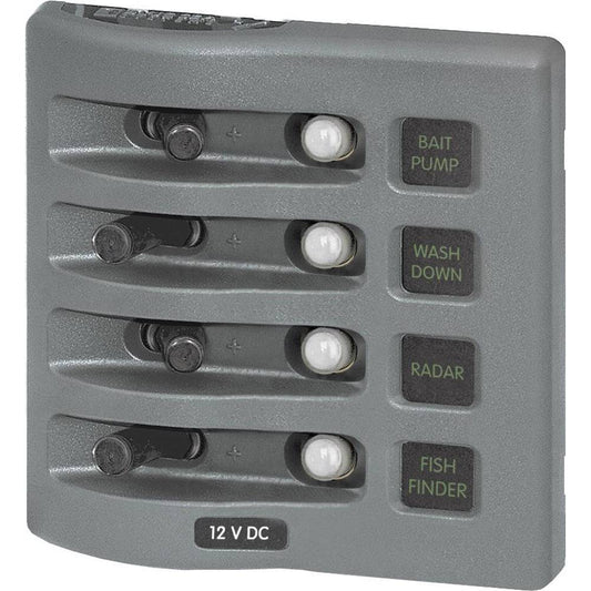 Blue Sea 4374 WeatherDeck Water Resistant Circuit Breaker Panel - 4 Position - Grey [4374] - Twin Screws Marine Service