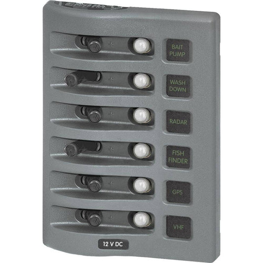 Blue Sea 4376 WeatherDeck Water Resistant Circuit Breaker Panel - 6 Position - Grey [4376] - Twin Screws Marine Service