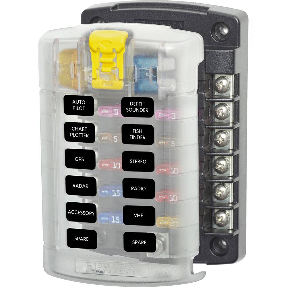 Blue Sea 5029 ST Blade Fuse Block w/Cover - 12 Circuit w/o Negative Bus [5029] - Twin Screws Marine Service