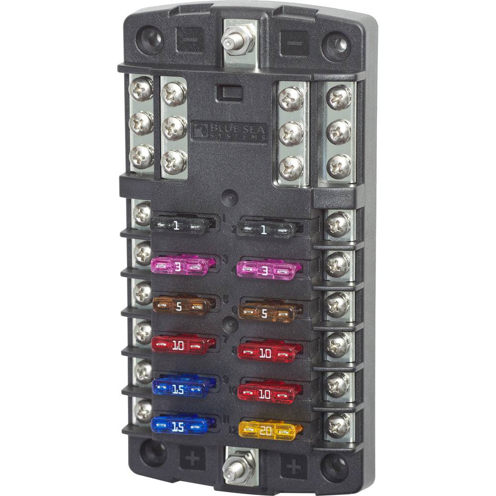 Blue Sea 5031 ST Blade Fuse Block w/o Cover - 12 Circuit w/Negative Bus [5031] - Twin Screws Marine Service
