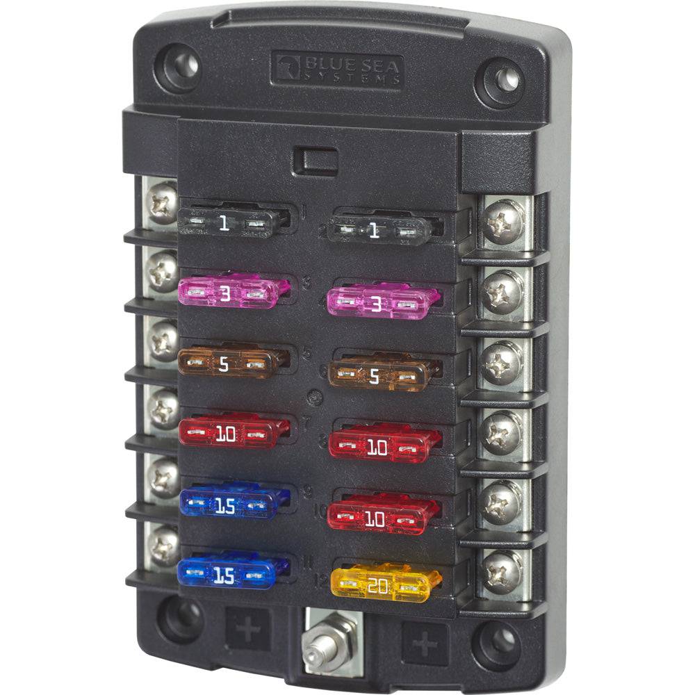 Blue Sea 5034 ST Blade Fuse Block w/out Cover - 12 Circuit w/out Negative Bus [5034] - Twin Screws Marine Service