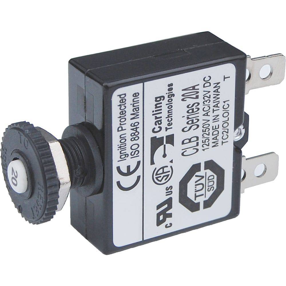 Blue Sea 7057 20A Push Button Thermal with Quick Connect Terminals [7057] - Twin Screws Marine Service