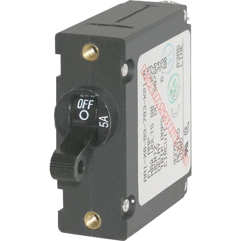 Blue Sea 7200 AC / DC Single Pole Magnetic World Circuit Breaker  -  5 Amp [7200] - Twin Screws Marine Service