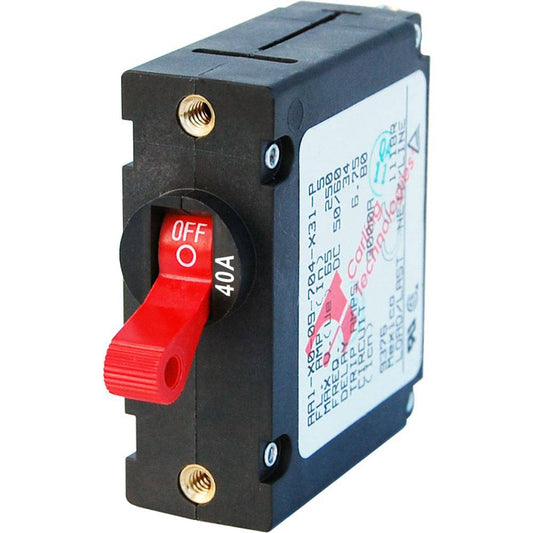 Blue Sea 7225 AC / DC Single Pole Magnetic World Circuit Breaker  -  40 Amp [7225] - Twin Screws Marine Service