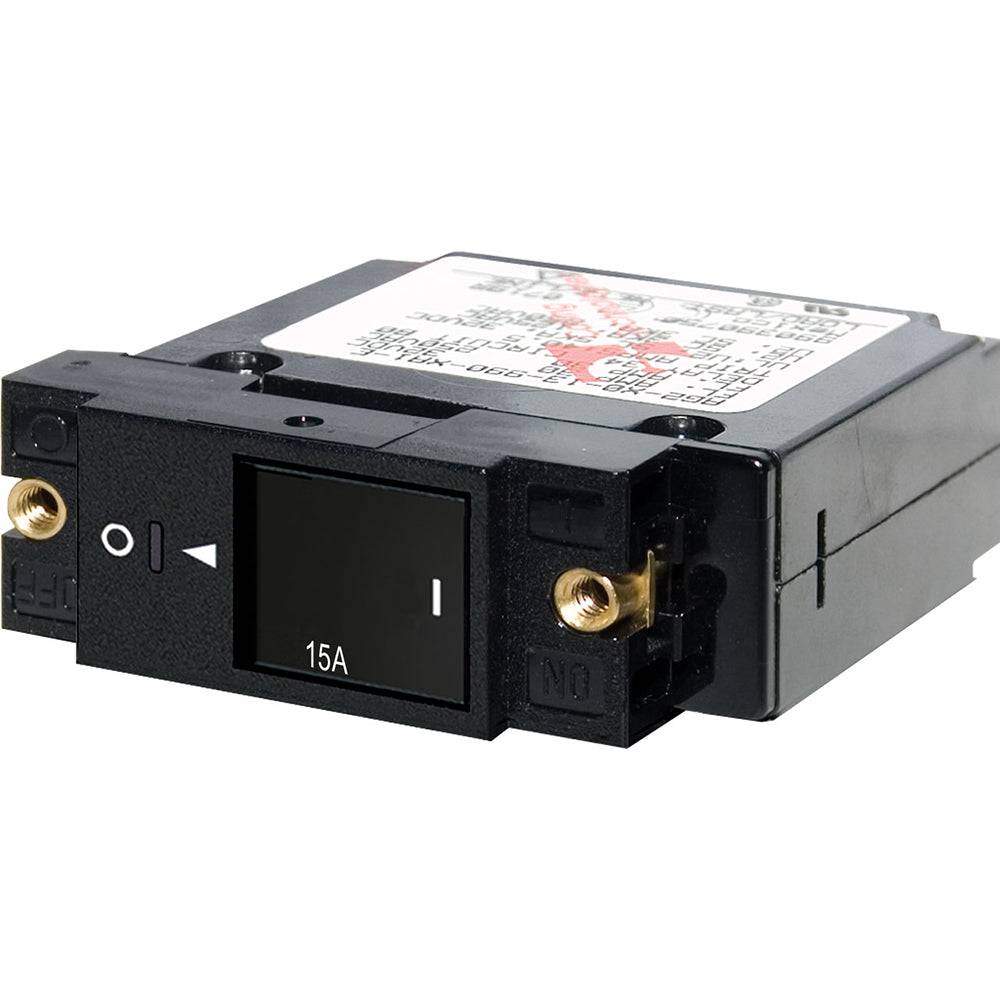 Blue Sea 7428 Single Pole Small Case 2" Slot Reset Rocker Circuit Breaker  -  15 Amp [7428] - Twin Screws Marine Service