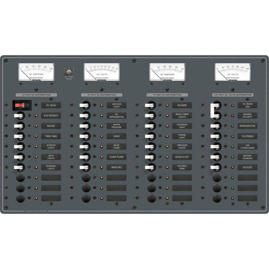 Blue Sea 8095 AC Main +8 Positions / DC Main +29 Positions Toggle Circuit Breaker Panel   (White Switches) [8095] - Twin Screws Marine Service