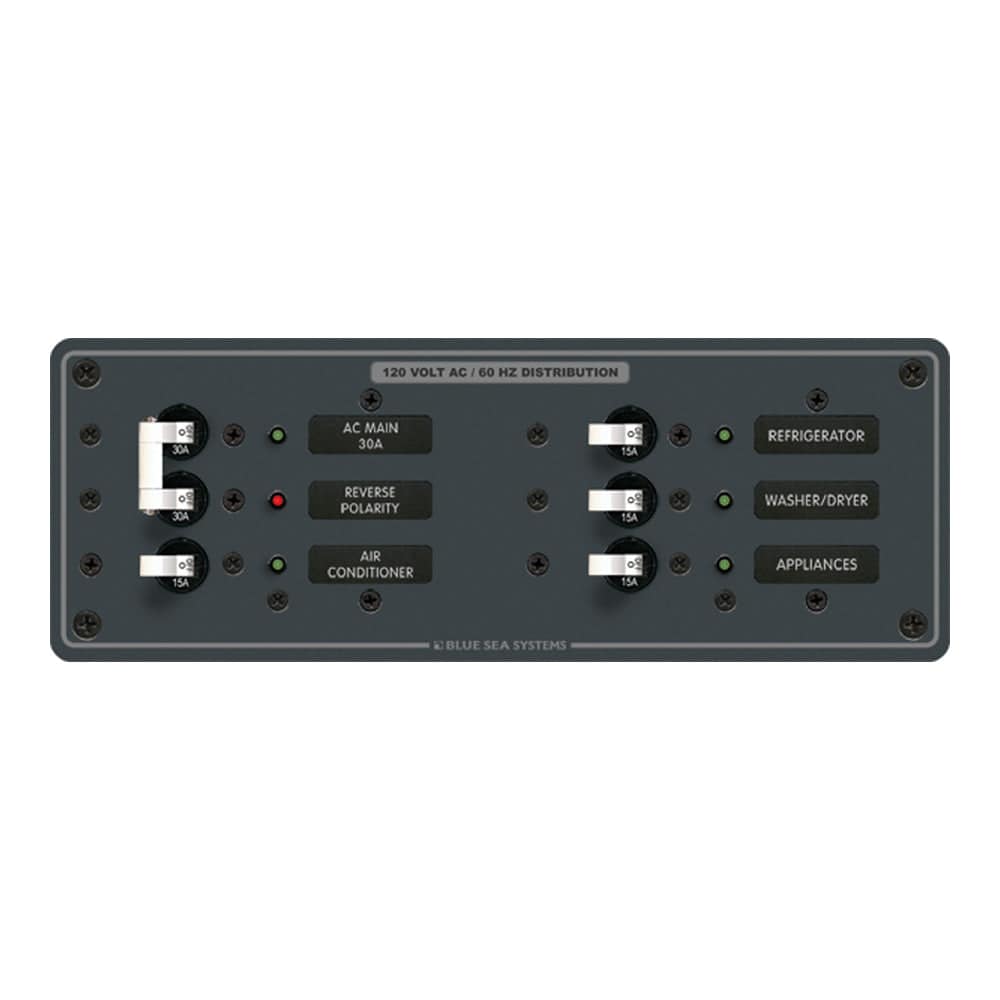 Blue Sea 8099 AC Main +4 Positions Toggle Circuit Breaker Panel  (White Switches) [8099] - Twin Screws Marine Service