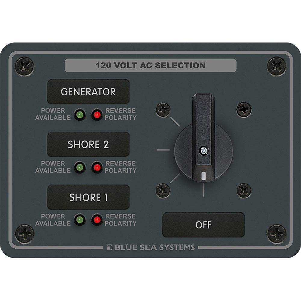 Blue Sea 8366 AC Rotary Switch Panel 30 Ampere 3 Positions + OFF, 2 Pole [8366] - Twin Screws Marine Service