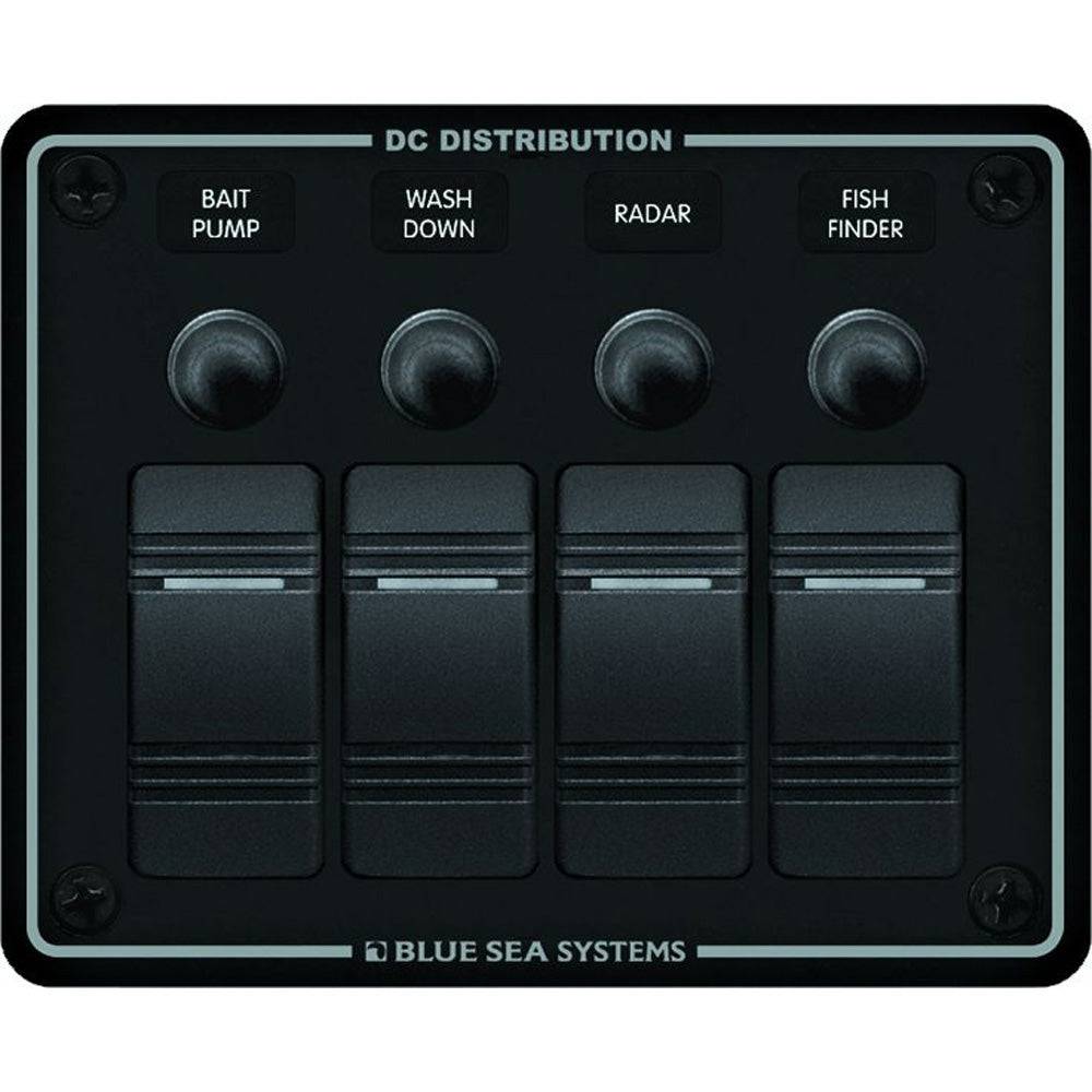 Blue Sea 8372 Water Resistant 4 Position - Black - Horizontal Mount Panel [8372] - Twin Screws Marine Service