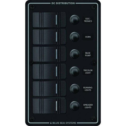 Blue Sea 8373 Water Resistant 6 Position - Black - Vertical Mount Panel [8373] - Twin Screws Marine Service