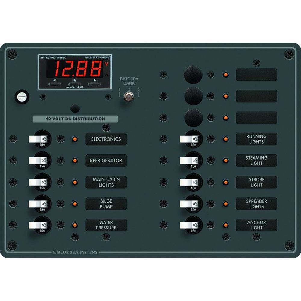 Blue Sea 8403 DC Panel 13 Position w/ Multimeter [8403] - Twin Screws Marine Service