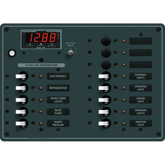 Blue Sea 8403 DC Panel 13 Position w/ Multimeter [8403] - Twin Screws Marine Service