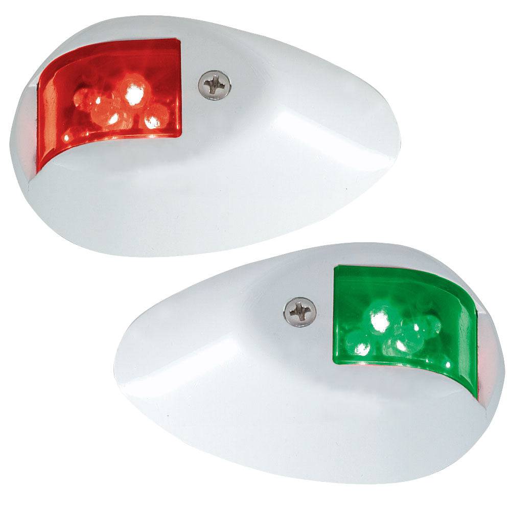 Perko LED Side Lights - Red/Green - 12V - White Epoxy Coated Housing [0602DP1WHT] - Twin Screws Marine Service