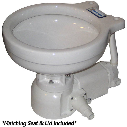 Raritan Sea Era Electric Toilet - Marine Size - Integral Pump - Straight  90 Discharge - 12v [160MI012] - Twin Screws Marine Service