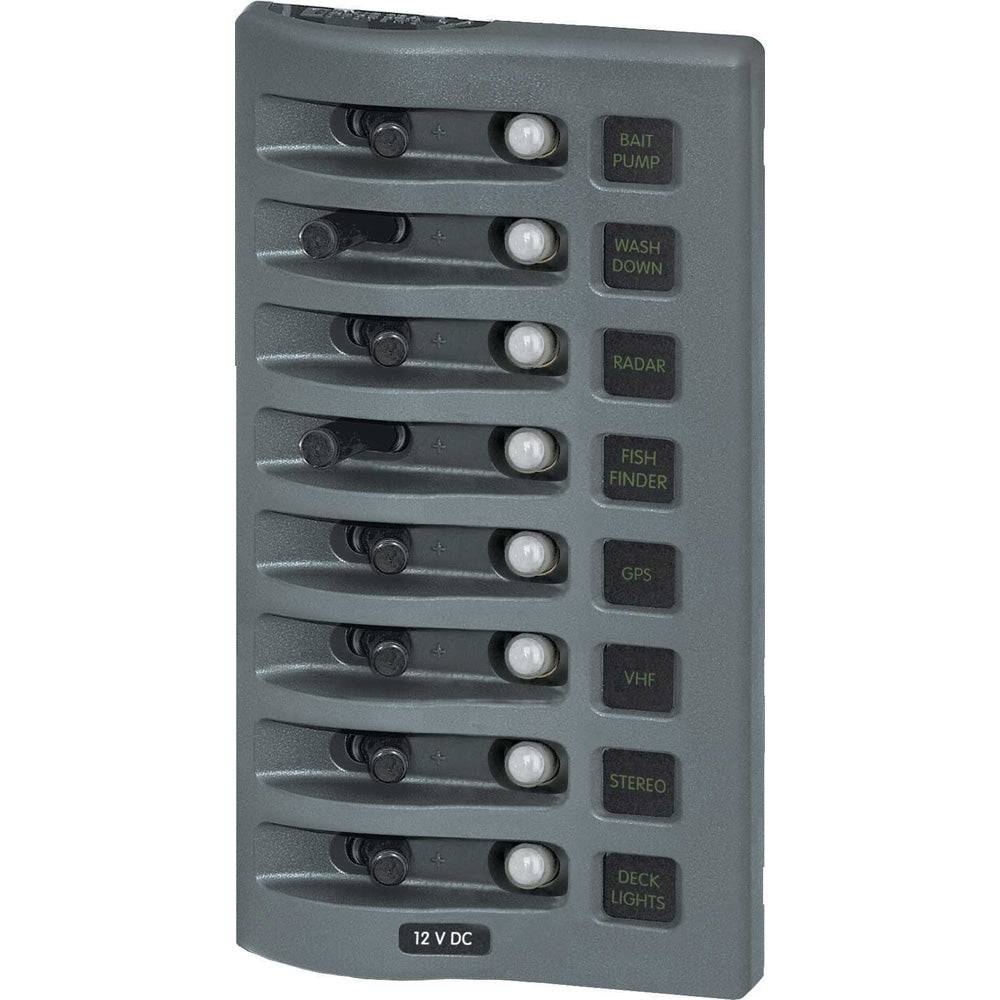 Blue Sea 4378 WeatherDeck Water Resistant Circuit Breaker Panel - 8 Position - Grey [4378] - Twin Screws Marine Service