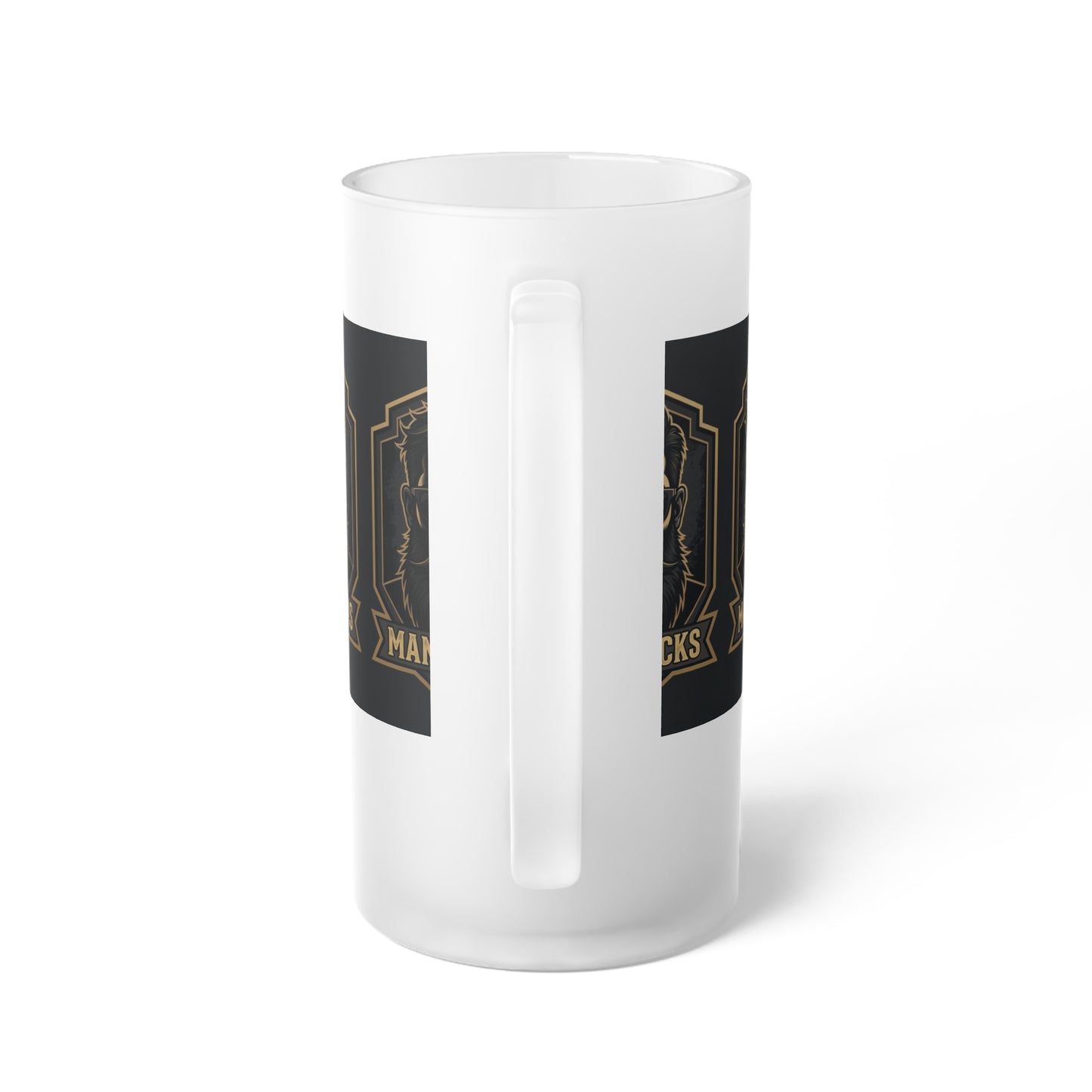Frosted Beer Mug — 'Man Snacks' Retro Beard Logo Glass for Dad, Beer Lovers & Bar Gifts