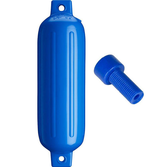 Polyform G-3 Twin Eye Fender 5.5" x 19" - Blue w/Adapter [G-3-BLUE] - Twin Screws Marine Service