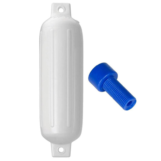 Polyform G-3 Twin Eye Fender 5.5" x 19" - White w/Adapter [G-3-WHITE] - Twin Screws Marine Service