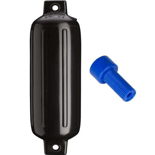 Polyform G-4 Twin Eye Fender 6.5" x 22" - Black w/Adapter [G-4-BLACK] - Twin Screws Marine Service