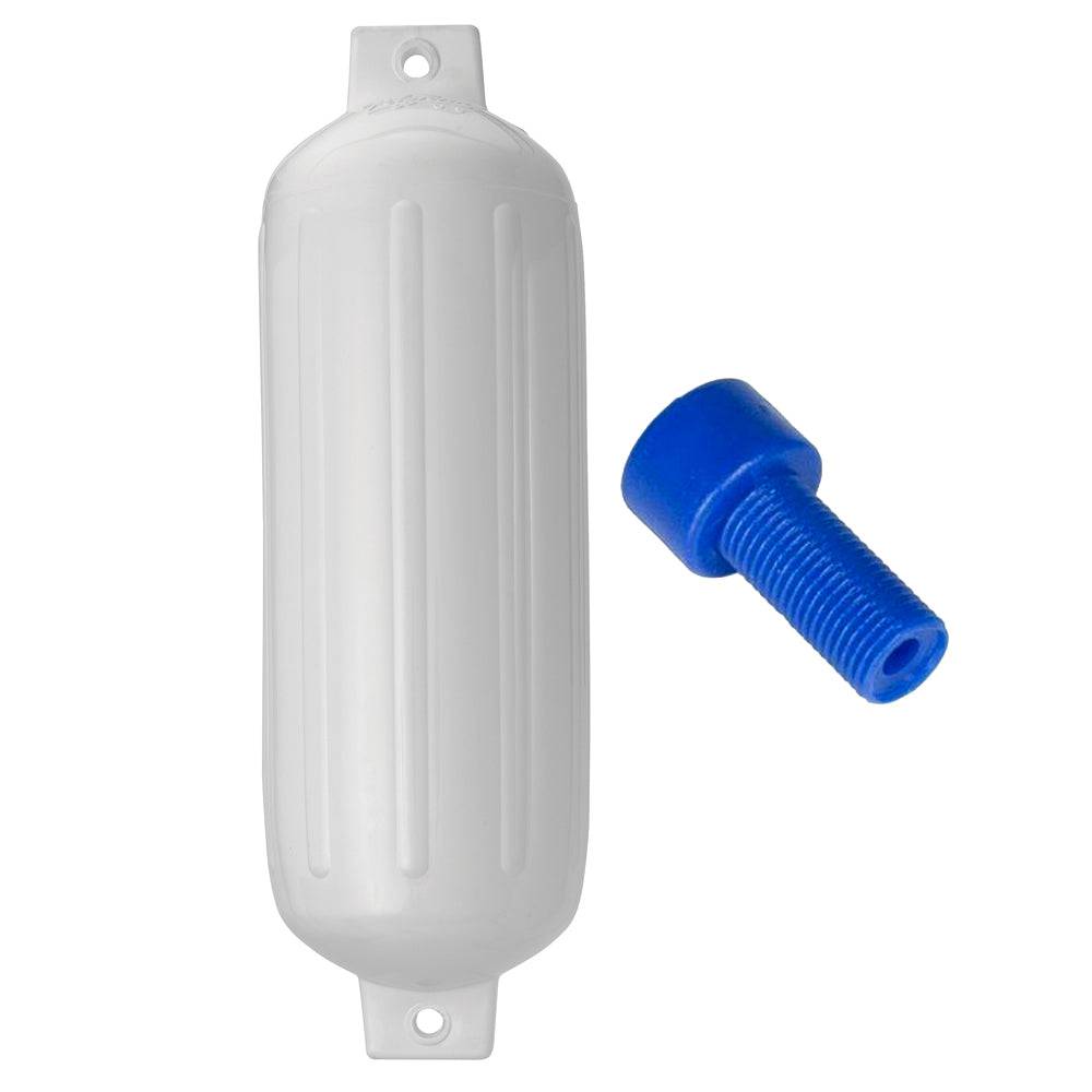 Polyform G-5 Twin Eye Fender 8.8" x 26.8" - White w/Adapter [G-5-WHITE] - Twin Screws Marine Service