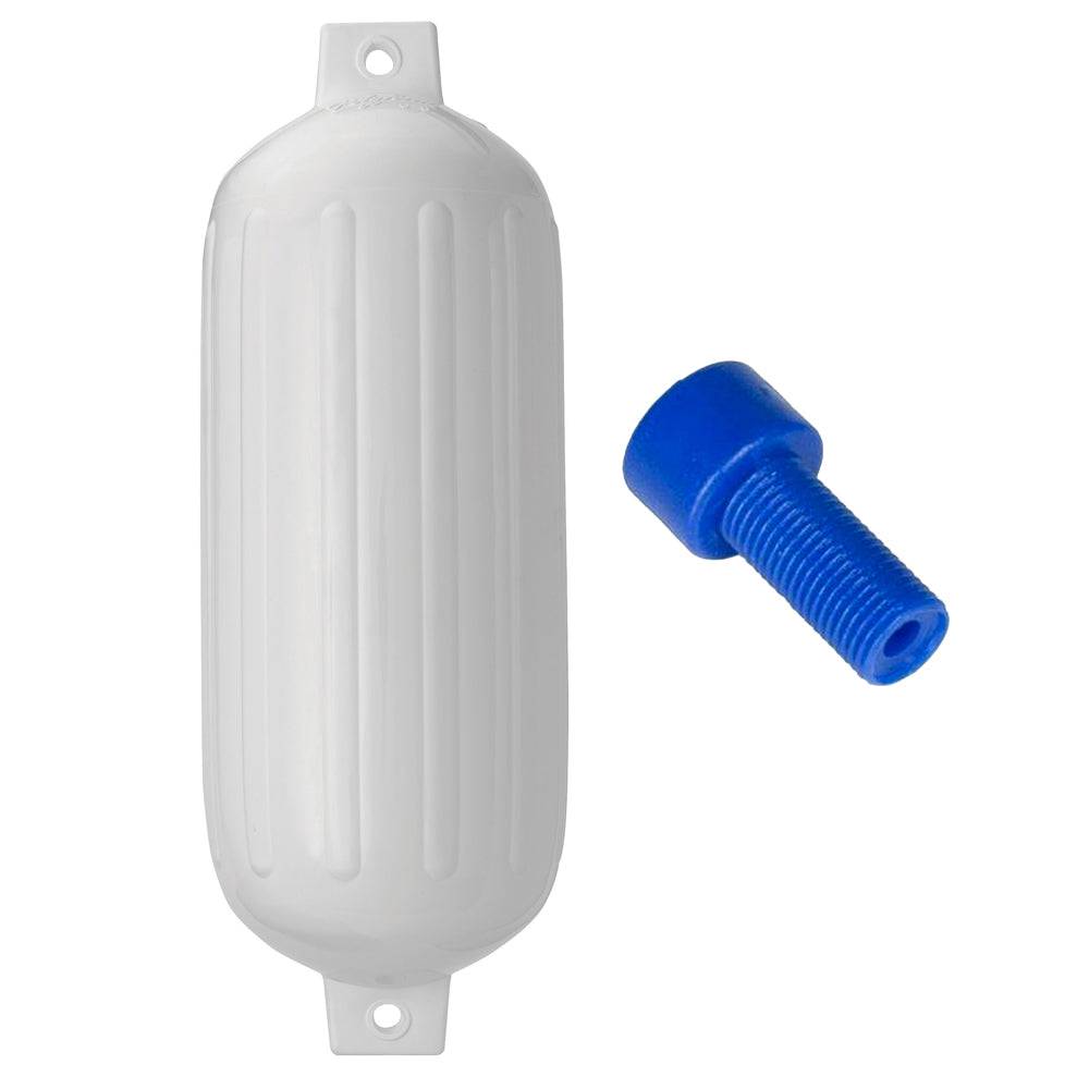 Polyform G-6 Twin Eye Fender 11" x 30" - White w/Adapter [G-6-WHITE] - Twin Screws Marine Service