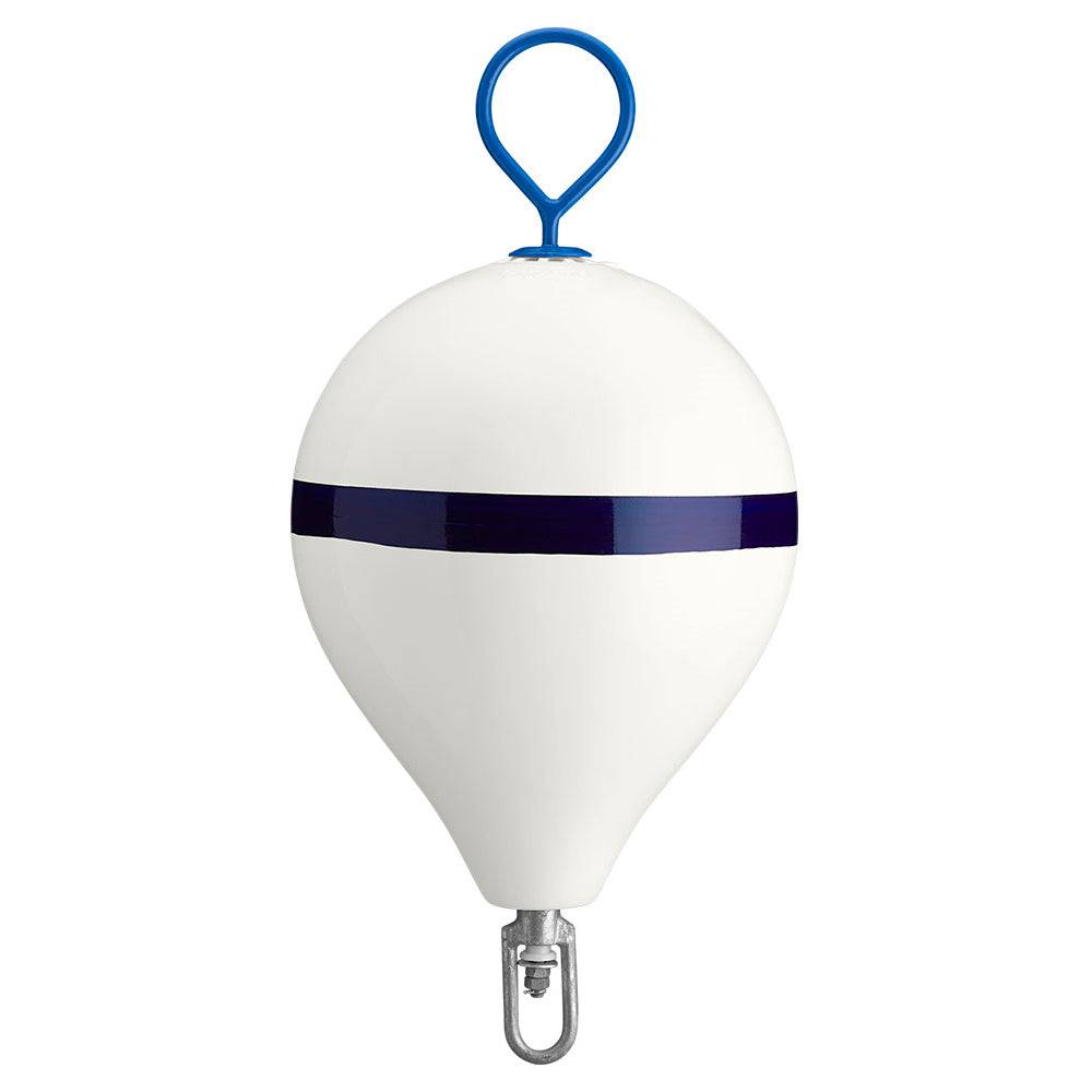 Polyform 17" CM Mooring Buoy w/Steel Iron - White Blue Stripe [CM-3 WH-STR] - Twin Screws Marine Service