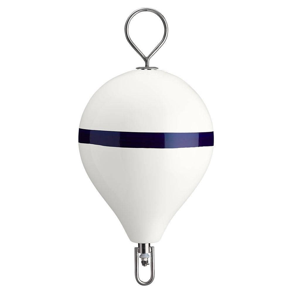 Polyform 17" CM Mooring Buoy w/SS Iron - White Blue Stripe [CM-3SS W-STR] - Twin Screws Marine Service