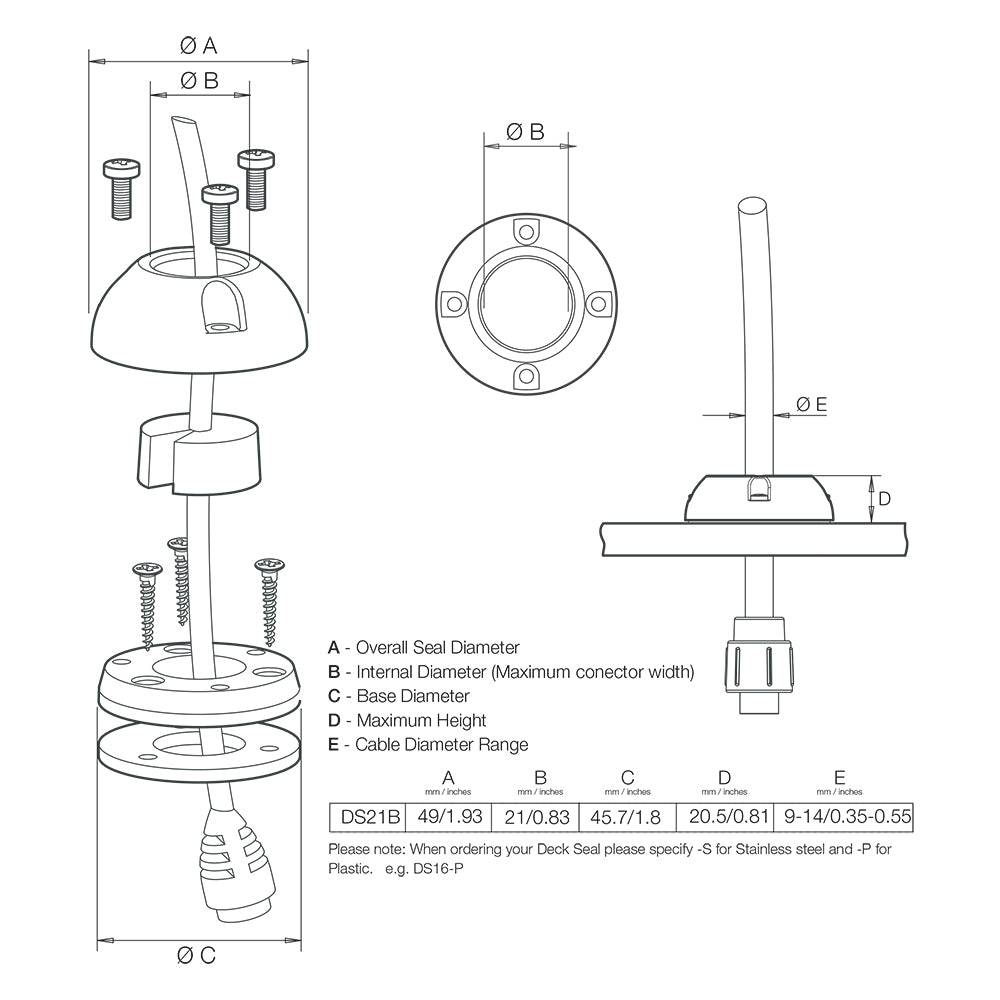 Scanstrut DS21B-P Vertical Cable Seal [DS21B-P] - Twin Screws Marine Service
