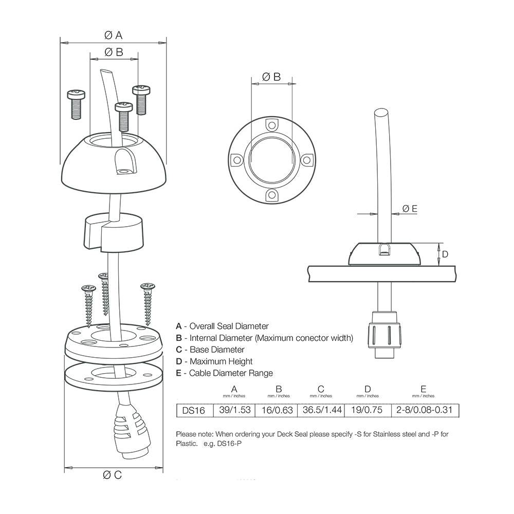 Scanstrut DS16-S Vertical Cable Seal - Stainless Steel [DS16-S] - Twin Screws Marine Service