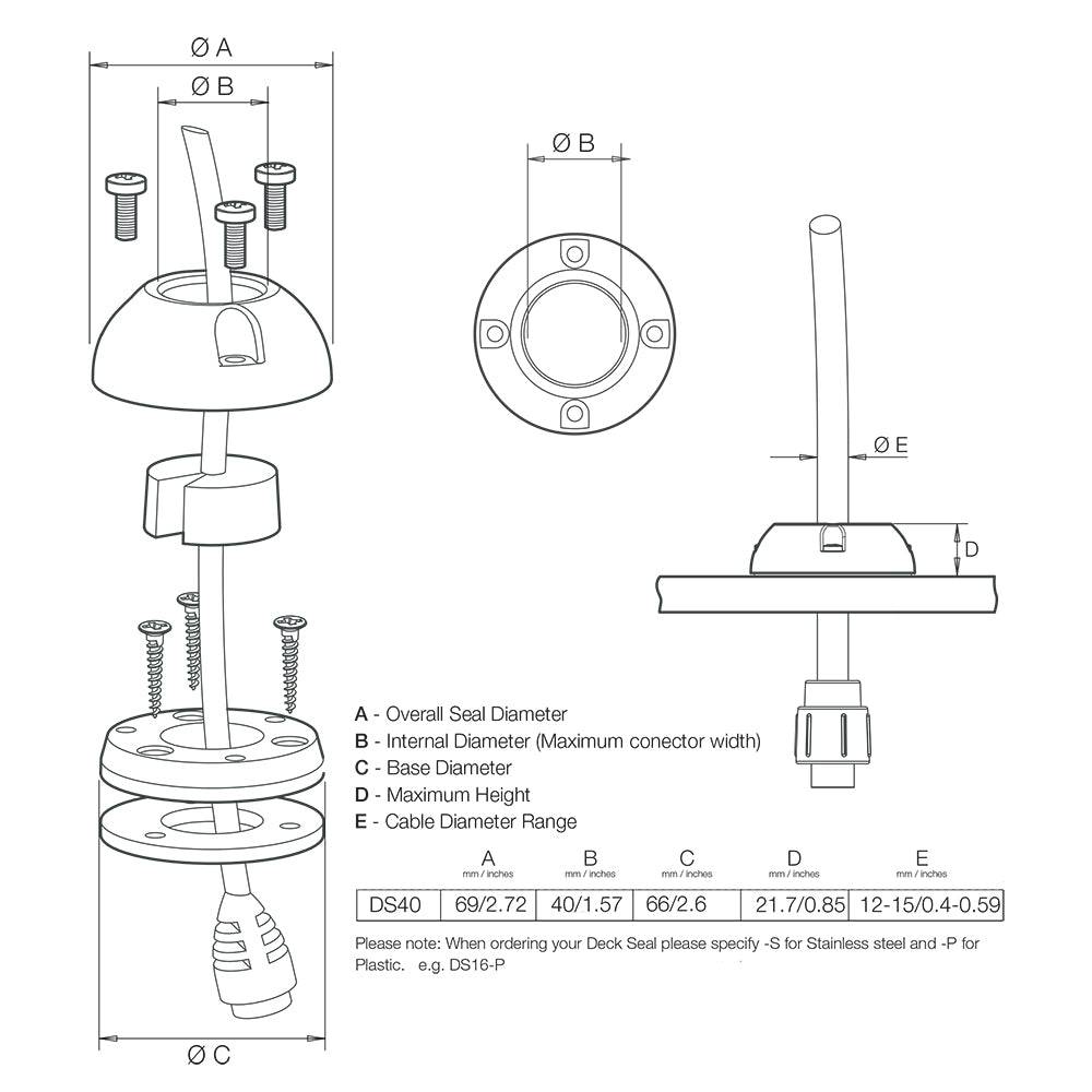 Scanstrut DS40-S Vertical Cable Seal - Stainless Steel [DS40-S] - Twin Screws Marine Service