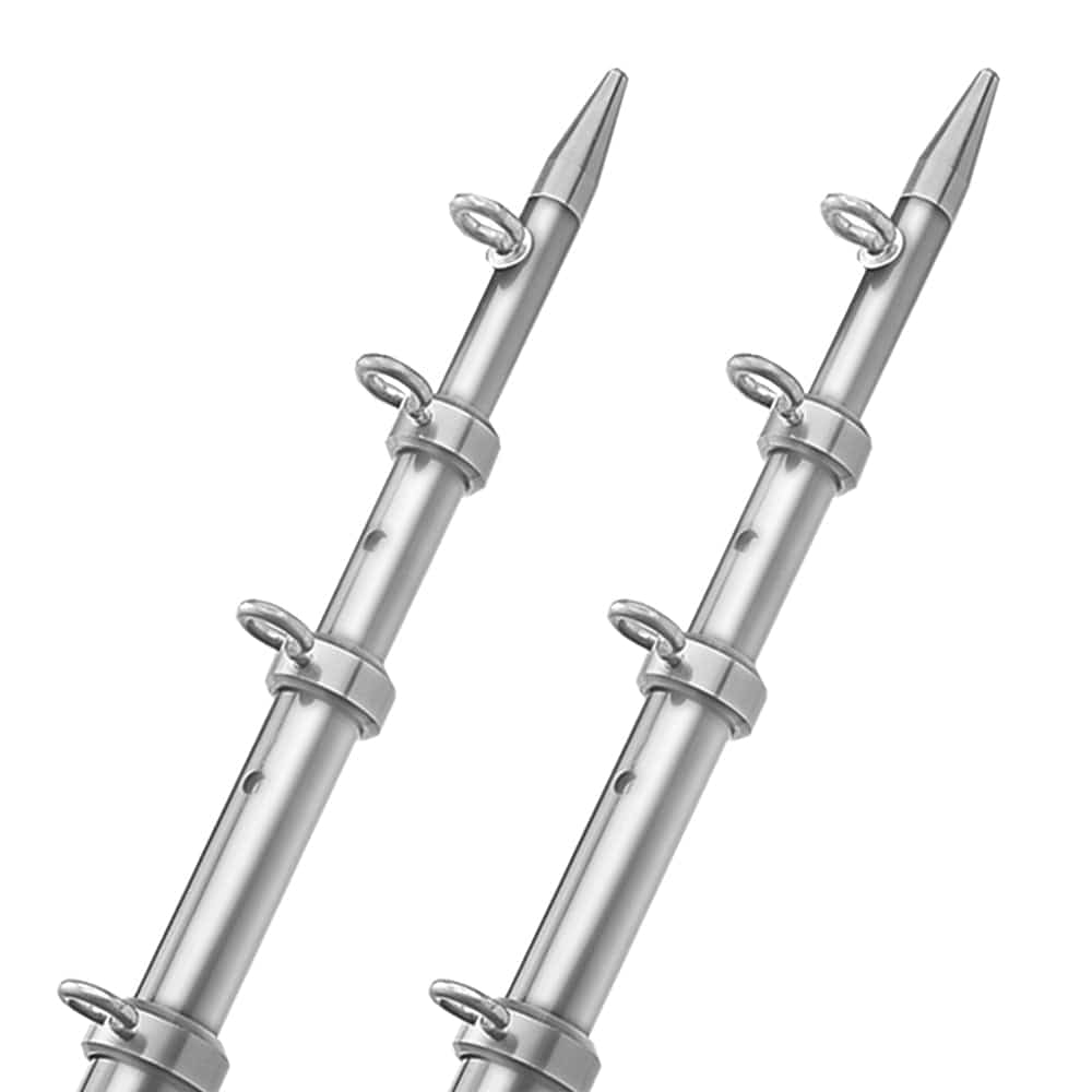 TACO 15' Telescopic Outrigger Poles HD 1-1/2" - Silver/Silver [OT-0542VEL15-HD] - Twin Screws Marine Service