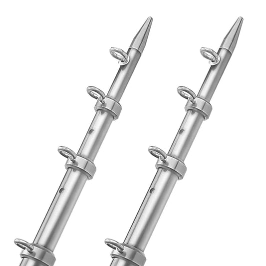 TACO 15' Telescopic Outrigger Poles HD 1-1/2" - Silver/Silver [OT-0542VEL15-HD] - Twin Screws Marine Service